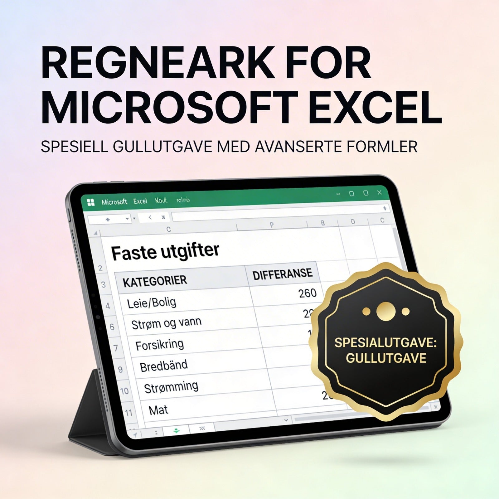 Svensk budsjettmester 2026 – Excel budsjettplanlegger (bronse-, sølv- og gullutgave)